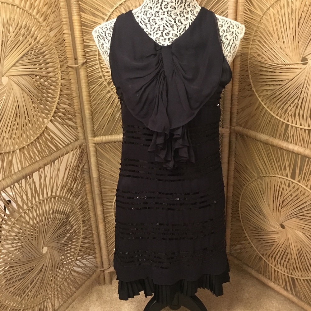 RED Valentino Black Sequin Silk Dress Size 2